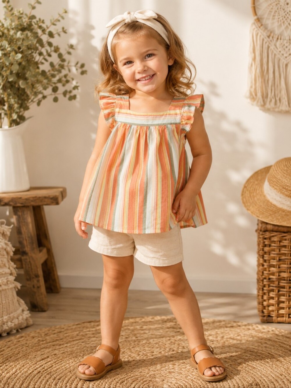 🌼 OshKosh B’gosh Striped Flutter Sleeve Top | Toddler Girl 4T 🌼